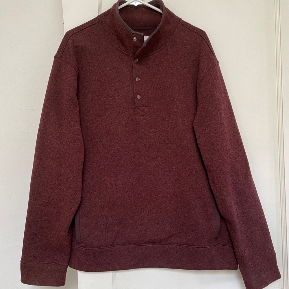 Button Mock Neck Nautical Irish Sweater Elbow Pads